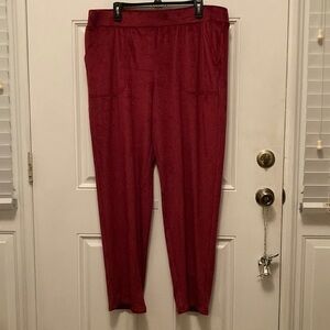 Lush velour pants comfy lounge burgundy wine XXL